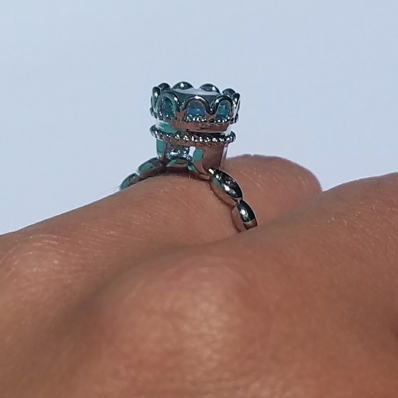 NEW Silver Round Aquamarine Ring - Picture 8 of 8